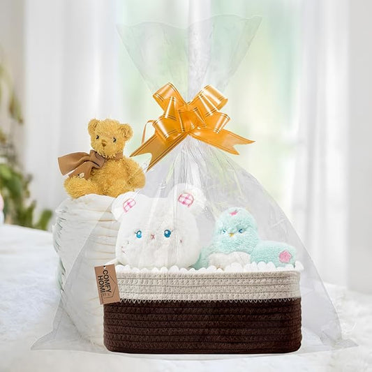 COMFY HOMI 11.5"x7.5"x4.7" Storage Baskets for Organizing | Cotton Rope Woven Basket | Toy Storage Bin Box | Basket for Shelv