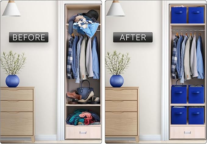 Sorbus Fabric Storage Cubes - 6 Foldable Storage Bins for Organizing Pantry, Cubbies, Toy Box - Clothes Storage & Closet Orga