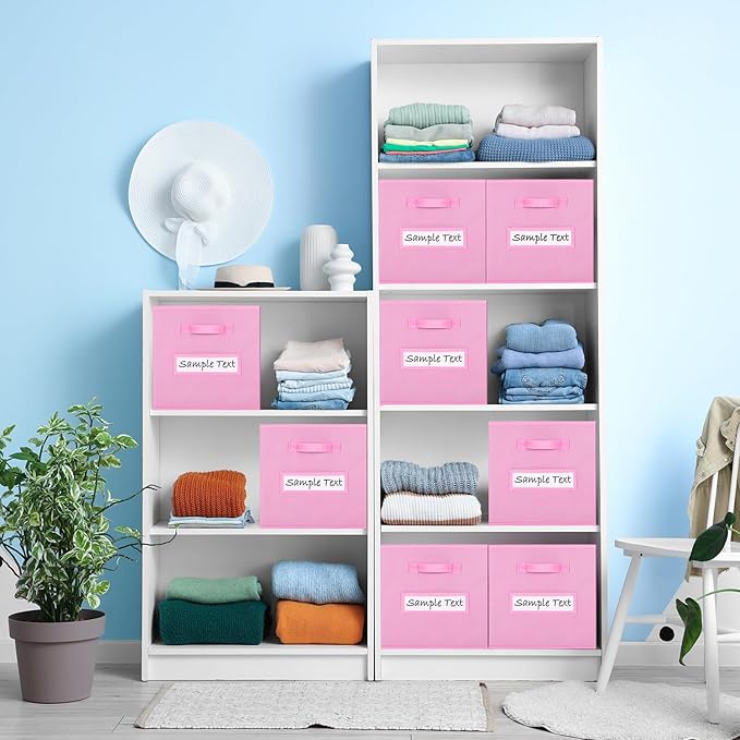 artsdi Fabric storage cubes (8 Pack) 13 Inch Cube Storage Bin, cube organizer bins with 8 Labels Window Cards & a Pen, Foldab