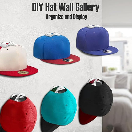 Hat Hangers for Wall, Stronge Adhesive Hat Holders Display, No Driling Caps Holder Organizer, 20 Pack Hat Hook for Baseball C