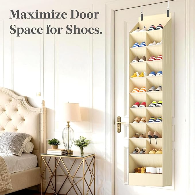 Lifewit 10 Tier Over the Door Shoe Organizer with 19 Large Deep Pockets, Fabric Hanging Shoes Shelf for Closet, Dorm Storage,