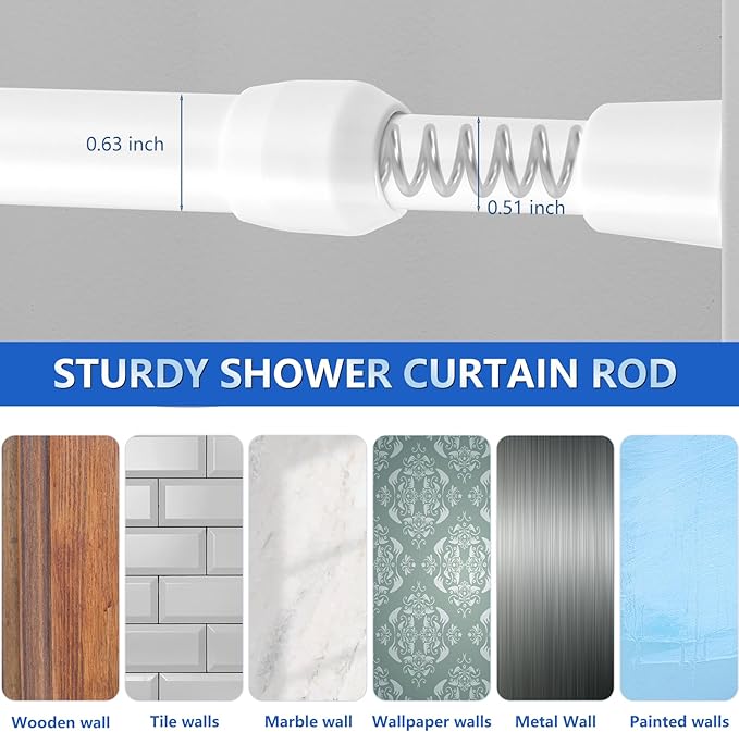 Goowin Tension Curtain Rod 22 to 36 Inch, 5/8" Diameter No Drilling Small Tension Rod, Expandable Spring Loaded Curtain Rods,