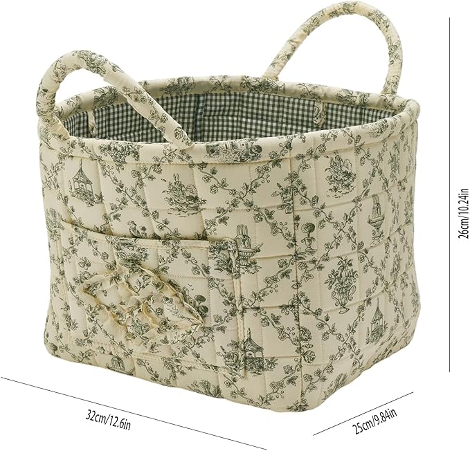 Boho Fabric Storage Basket, Large Capacity Laundry Basket, 12.2'' x 10.23'' x 10.23'' Collapsible Laundry Hamper with Easy Ca
