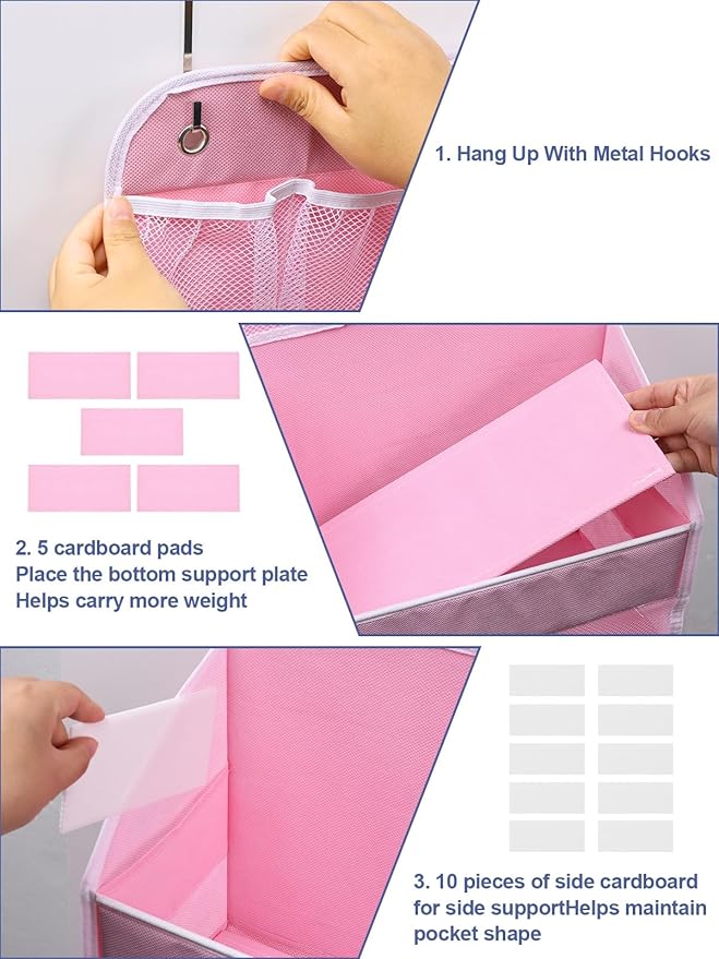 Over the Door Organizers Storage - 5 Shelf Hanging Storage shelves Door Organizer with Pockets, Anti Tilt 44 lb Load Behind D