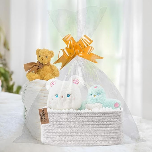 COMFY-HOMI 13" x 8.5" x 5.1" Storage Baskets for Organizing | Cotton Rope Woven Basket | Toy Storage Bin Box | Basket for She