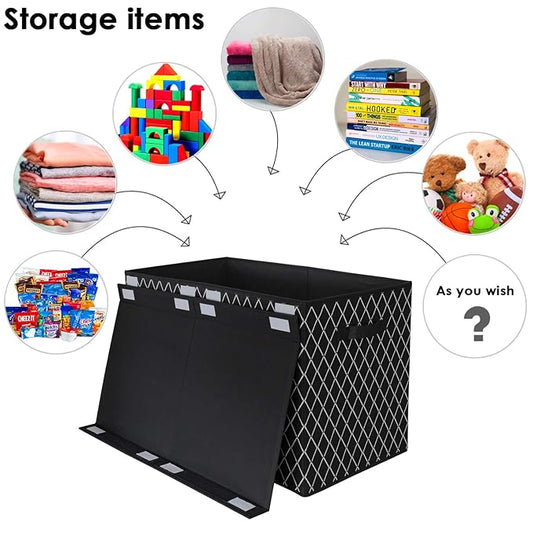 Toy Chest Box Storage Bins for Boys Girls, Kids Large Collapsible Sturdy Container Organizer with Fabric Flip-Top Lid & Handl