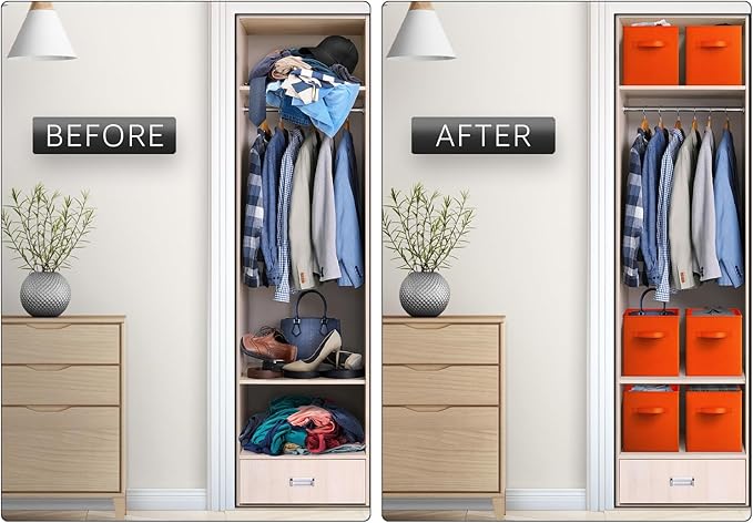 Sorbus Fabric Storage Cubes - 6 Foldable Storage Bins for Organizing Pantry, Cubbies, Toy Box - Clothes Storage & Closet Orga
