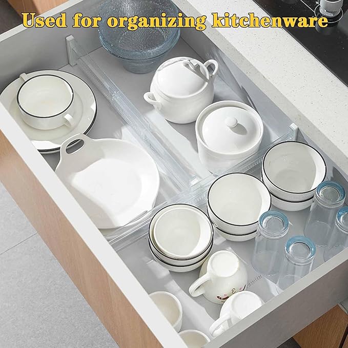 12 Pack Drawer Dividers for Clothes, 3.15" High 11.34"-19.69" Adjustable Expandable Dresser Drawer Organizer, Clear Plastic S