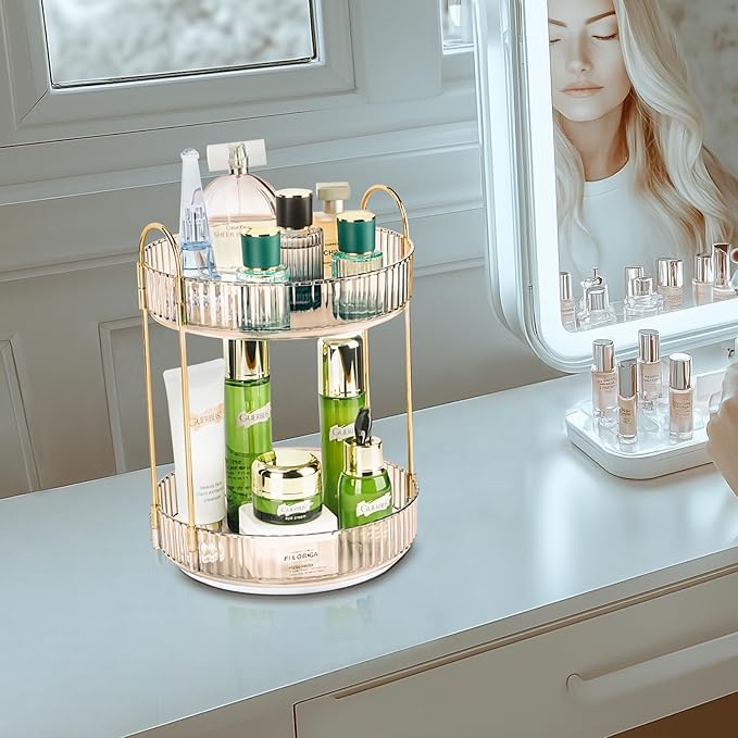 360 Rotating Makeup Organizer - Large Capacity Spinning Perfume & Cosmetic Skincare Holder for Vanity & Countertop (Vibrant O