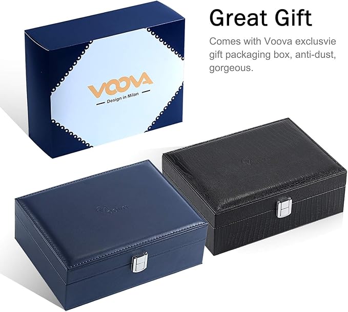Voova Jewelry Box Organizer for Women Girls, 2 Layer Large Men Jewelry Storage Case,PU Leather Display Jewellery Holder with