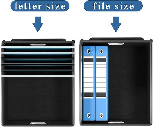 Huolewa File Organizer Box with Lid, Collapsible File Folder Organizer for Office Document Storage, Filing Box with Plastic S