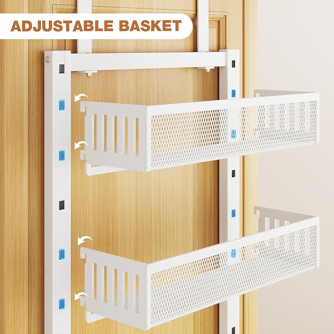 Pantry Door Organizers and Storage, 6-Tier Large Metal Heavy-Duty Frame Over the Door Spice Rack, 2 in 1 Wall-Mounted or Hang