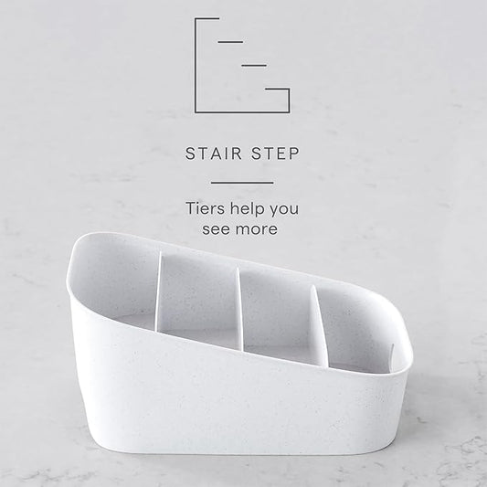YouCopia ShelfBin Packet Organizer, 4-Tier Stairstep Raised Divided Bin, BPA-Free Storage Caddy for Kitchen Pantry and Cabine