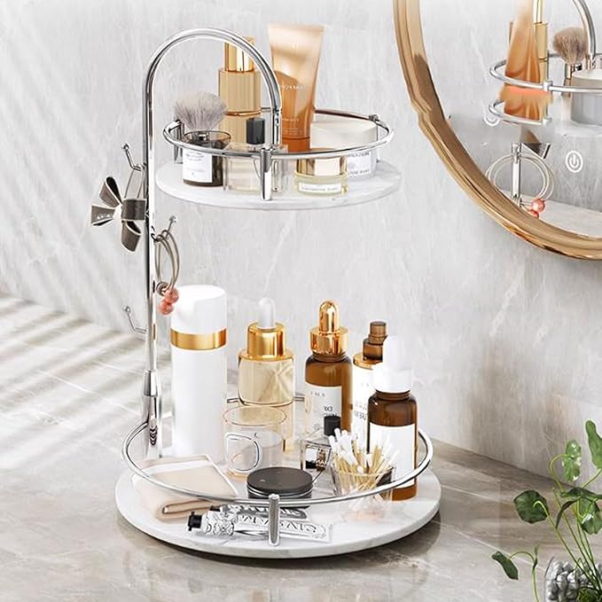 Makeup Organizer Box Bathroom Countertop Organizer Storage Rack, Makeup Organization Tray, Kitchen Counter Spice Rack 2 Tier