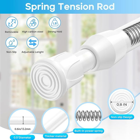 Tension Curtain Rod 28-38 inch Small Tension Rods White Adjustable Spring Tension Curtain Rods 6PCS Mini Curtain Rod Short fo