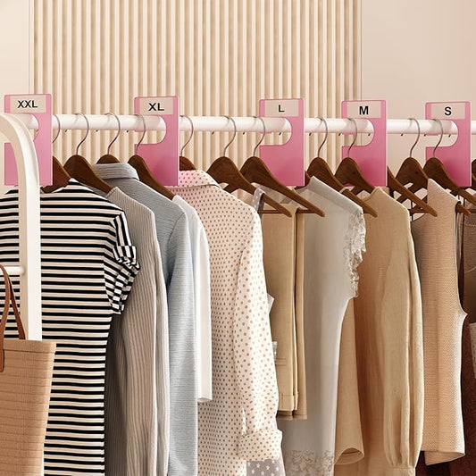 16 Pack White Clothing Rack Size Dividers Plus 45 Labels (1 Inch) and 18 Large Blank Labels, Large Rectangular Clothing Close
