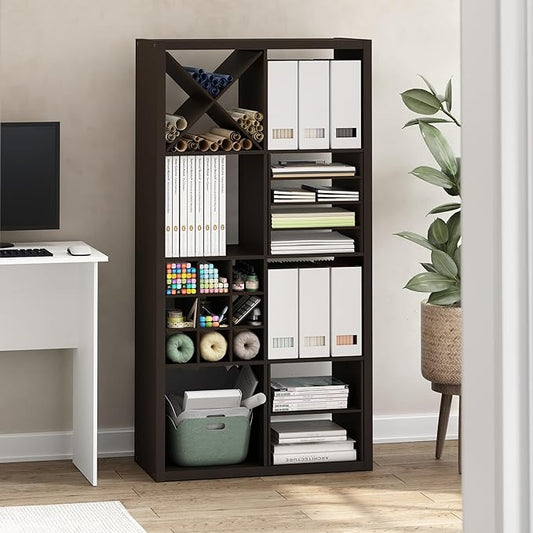 Furinno Cubicle Cube Insert, X-Shelf Cube Organizer, Fits into Furinno Extra Thick Cubes, for Organizers and Storage, Black D