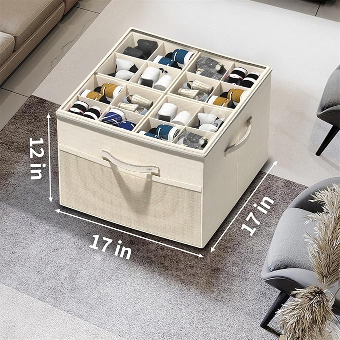 Aokeyee Shoe Organizer for Closet,2 Pack Foldable Shoe Storage Organizer Box Bin with Adjustable Dividers and Clear Cover, Fi