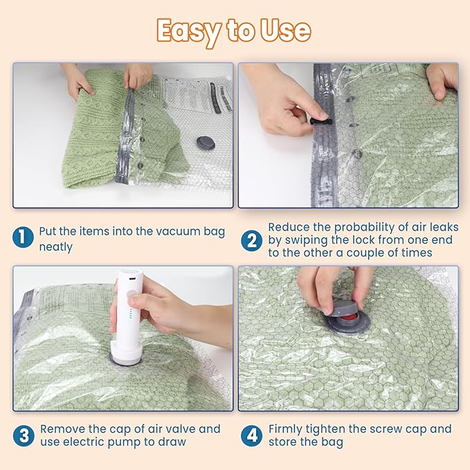 Space Saver Vacuum Storage Bags with Electric Pump, 18 PCS (6S,6M,4L,2J) Space Saver Vacuum Seal Bags for Clothing, Travel, B
