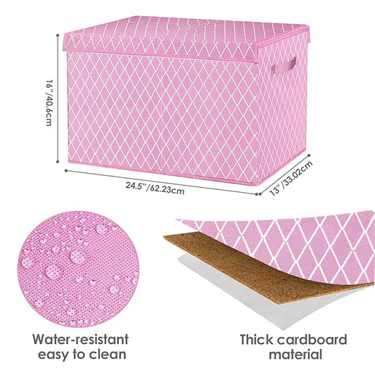 VERONLY Toy Box Chest Organizer Bins for Girls Boys, Kids Large Fabric Collapsible Storage Basket Container with Flip-Top Lid