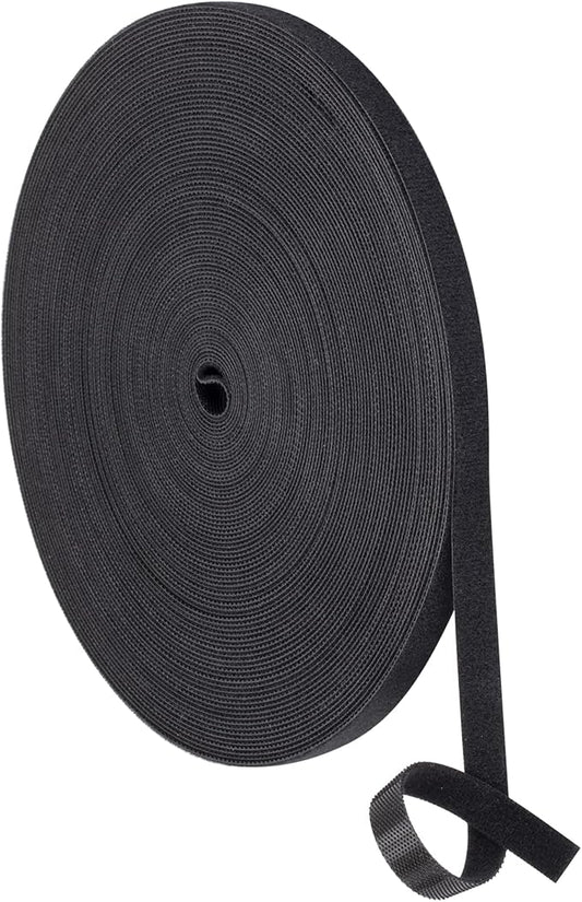 Reusable Wire Management Roll Nylon Fastening Cable Ties Straps Xnakko 3/4 inch double-sided hook and loop tape (Black, 25 yards)