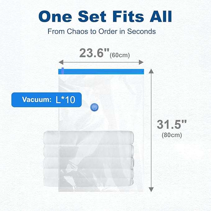 HOUSE DAY 10 Large Vacuum Storage Bags with Pump,Space Saving Vacuum Seal Bags For Clothing Travel, Vacuum Storage Bags For C