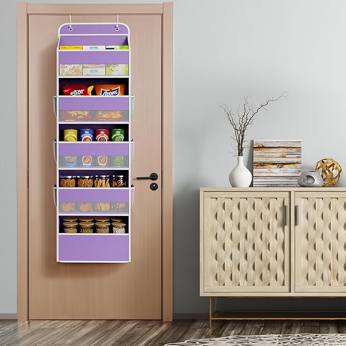 Univivi 5-Shelf Over The Door Hanging Organizer, Back of Door Organizer with 5 Compartments 6 Side Pockets for Baby Bedroom a