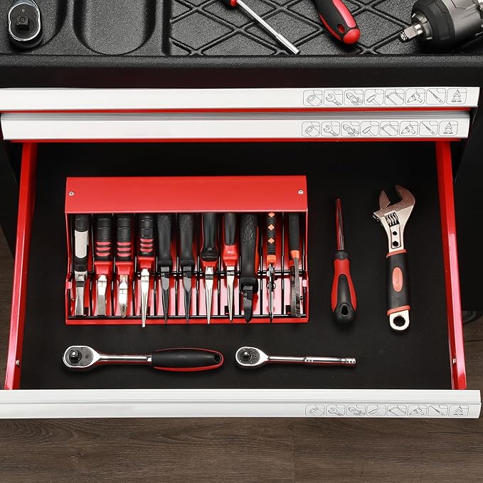 Mayouko 11 Slots Pliers Rack Organizer Holder, For Standard & Wide Pliers, All Steel, Fits in Toolbox Drawer, Chest, Pegboard
