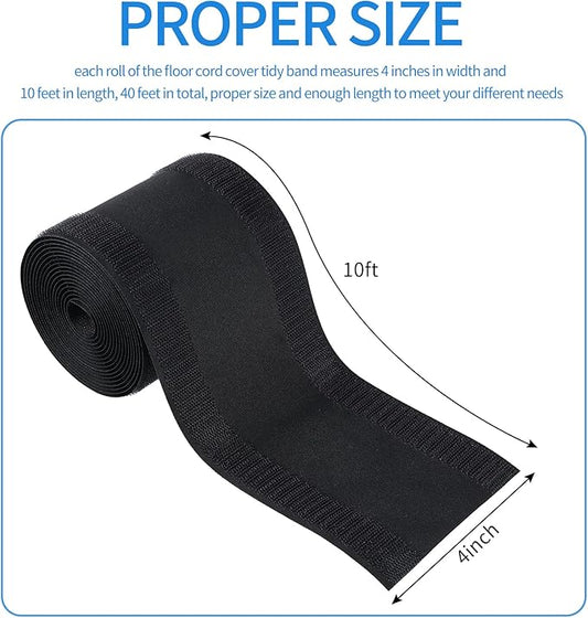 WILLBOND Carpet Cord Cover Cable Grip Floor Cover Cable Protector Management Only for Commercial Office Carpet(Black,39.37 ft)