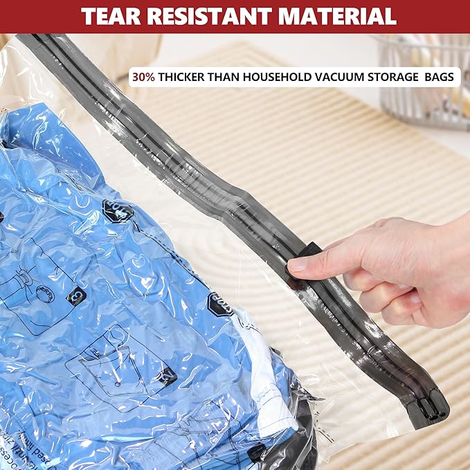 Vacuum Bags for Travel with Rechargeable Pump, 10 Large Compression Packing Seal Bags for Luggage Suitcase, Space Saver for C