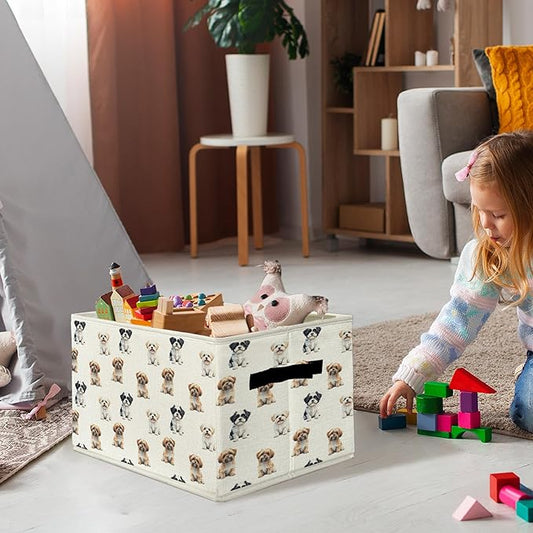 Shih Tzu Gifts Storage Bins & Boxes with Handles, Dog Foldable Basket for Organizing Dog Lovers Owners Women, Shih Tzu Christ