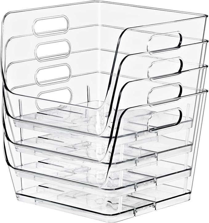 Sorbus Stackable Storage Bins Open Front, Clear Stackable Storage Bins, Pantry Bins for Storage and Organization, Acrylic Sta