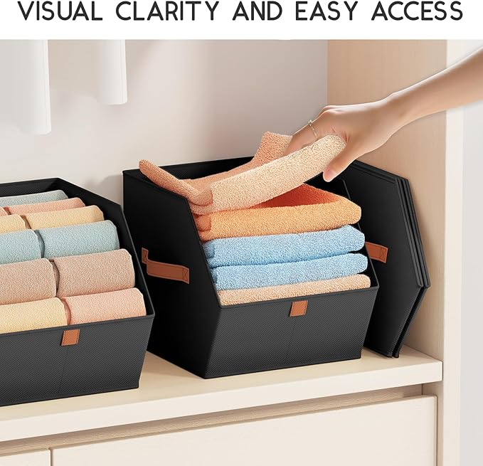 Homsorout Fabric Closet Storage Cubes - 8 Pack Square Storage Bins with Dual Handles for Clothes, Towels, Toys, Cube Storage