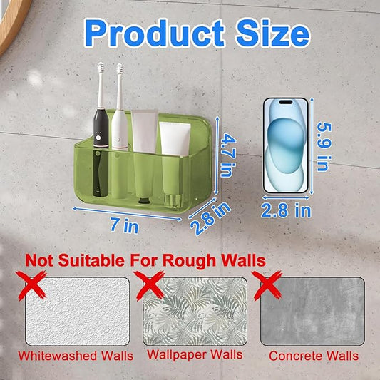 Diesisa 2pc Acrylic Wall Mount Organizer, Adhesive Cabinet Door Organizer,Acrylic Bathroom Shelves for Wall,No Drilling Hang
