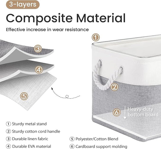 Large Storage Baskets- 15x11x10 inch Storage Bins for Shelves and Closet Organizing, Foldable Fabric Bin for Home Organizatio