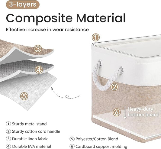 Large Storage Baskets- 15x11x10 inch Storage Bins for Shelves and Closet Organizing, Foldable Fabric Bin for Home Organizatio