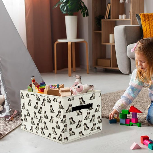 English Springer Spaniel Gifts Storage Bins & Boxes with Handles, Dog Mom Lovers Gifts Foldable Basket for Organizing, Dog Co