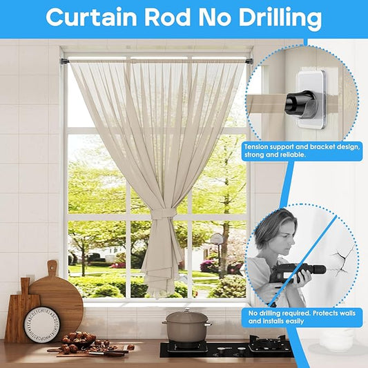 2pack Tension Curtain Rod 27 to 38 Inch, Black Spring Tension Rods Curtain Rods Adjustable Spring Rod Extendable Tension Rod