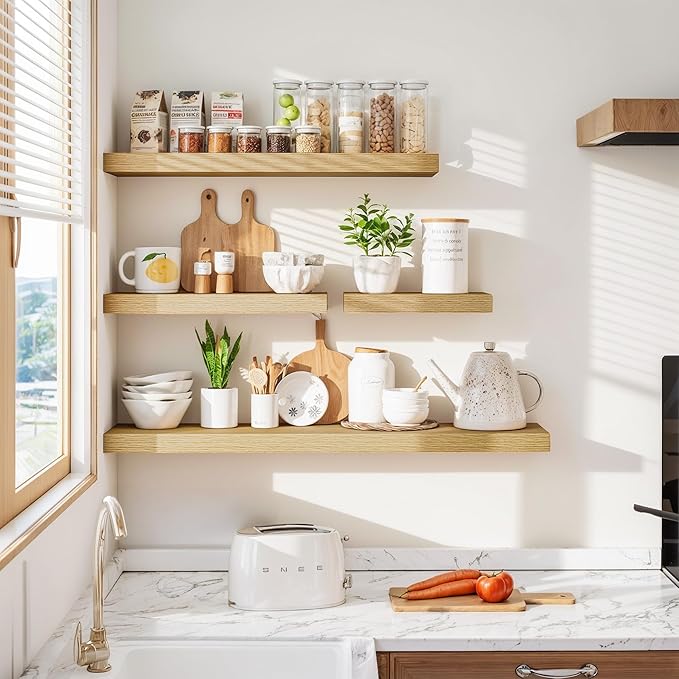 Vivelove 48 Inch Floating Shelves for Wall, 48x9 Display Shelves for Bathroom Living Room Kitchen Bedroom Office Farmhouse Ho