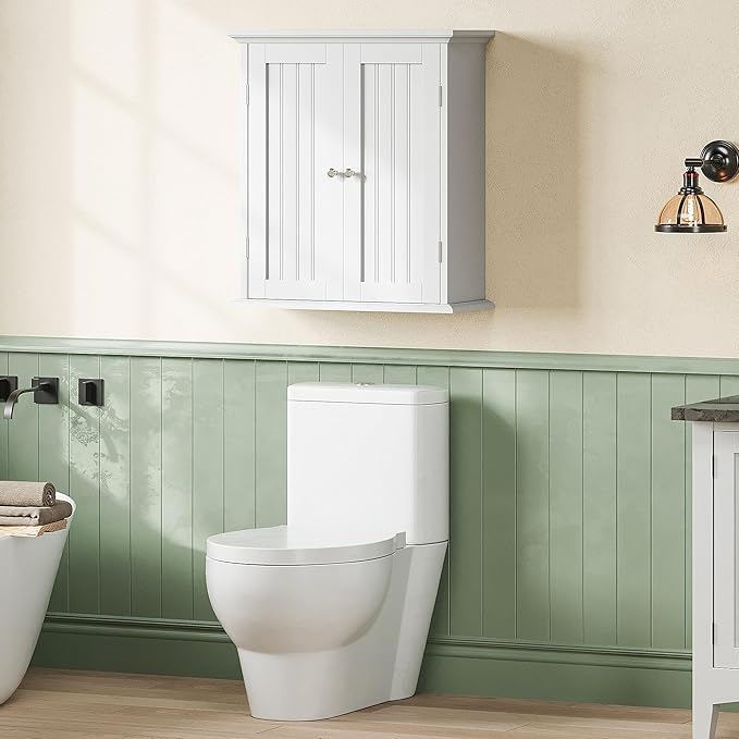 ChooChoo Bathroom Wall Cabinet Set of 2, Over The Toilet Space Saver Storage Cabinet, Medicine Cabinet with 2 Door and Adjust
