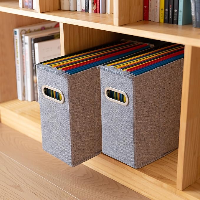 6 Packs Letter Size File Organizer, File Folders Organizer, Fabric Storage Box, Collapsible Paper Organizer with Metal Handle