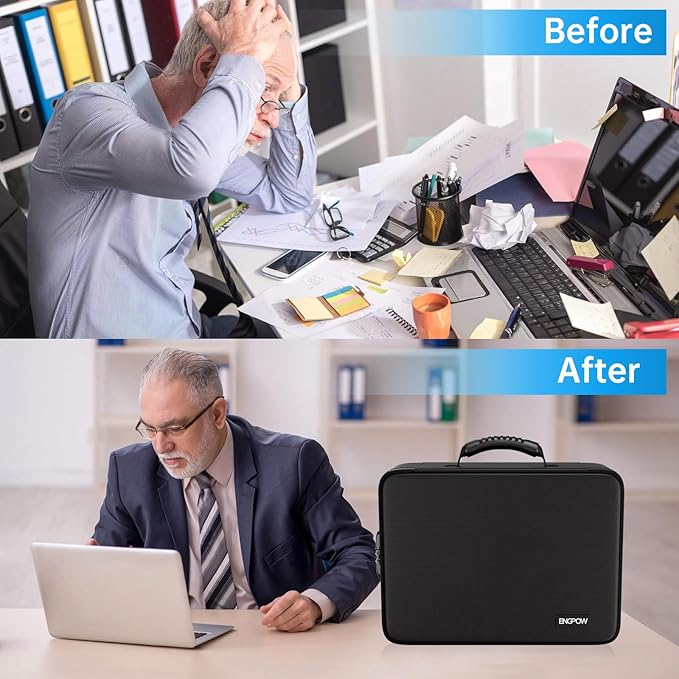 ENGPOW 5200℉ Soft Case Fireproof Document Box with Lock,Fireproof Box with 25 Colorful Pocket Accordion File Folder,Fireproof