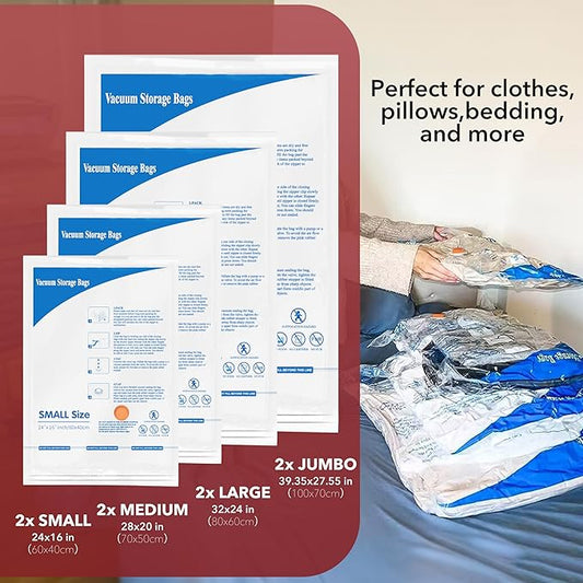 Vacuum Storage Bags With Electric Pump, Space Saver Sealer Bags,Vacuum seal bags for clothing, Pillows, Comforters, Blankets,