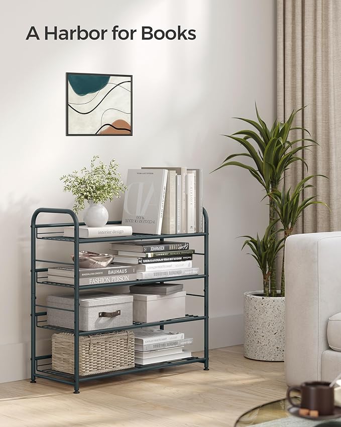 SONGMICS Shoe Rack, 4 Tier Shoe Organizer for Closet, Holds up to 16 Pairs of Shoes, Shoe Rack for Front Door Entrance, Metal