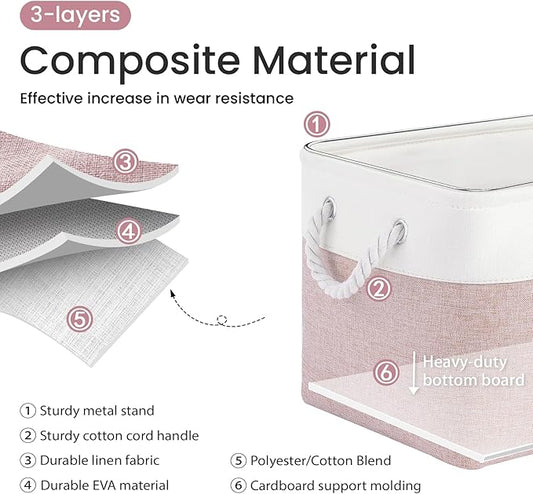 Large Storage Baskets- 15x11x10 inch Storage Bins for Shelves and Closet Organizing, Foldable Fabric Bin for Home Organizatio