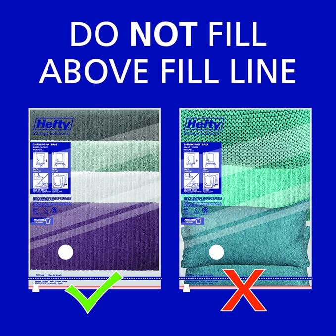 Hefty Shrink-Pak - 4 Large Vacuum Storage Bags for Clothes, Pillows, Towels, or Blankets - Space Saver Vacuum Sealer Bags Ide