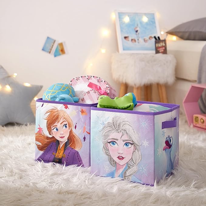 Polycanvas Disney Frozen 2 Collapsible Storage Cubes, Set of 2, 10"x10"