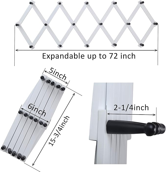 WEBI Accordion Wall Hanger,Wooden Expandable Coat Rack,Accordion Hat Rack for Wall for Hats,Caps,16 Peg Hooks,Black White,2 P