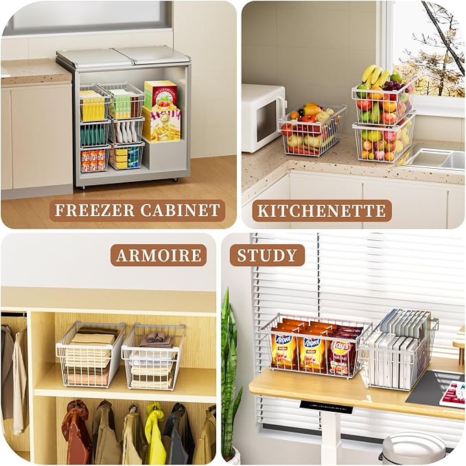 Enhanced Leak-Proof Bottom - Freezer Organizer Bins ,8 Pack Stackable Deep Freezer Organizer Bins for 7 Cu.FT Small Chest Fre