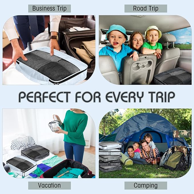5 Pcs Packing Cubes for Suitcase Large Travel Cubes Carry on Luggage Organizer Bags for Clothes Accessories(S,Gray)